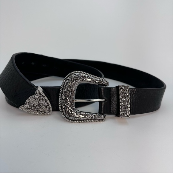 B-Low the Belt Frank Hip Belt in Black & Silver western cowgirl leather buckle - Picture 2 of 7